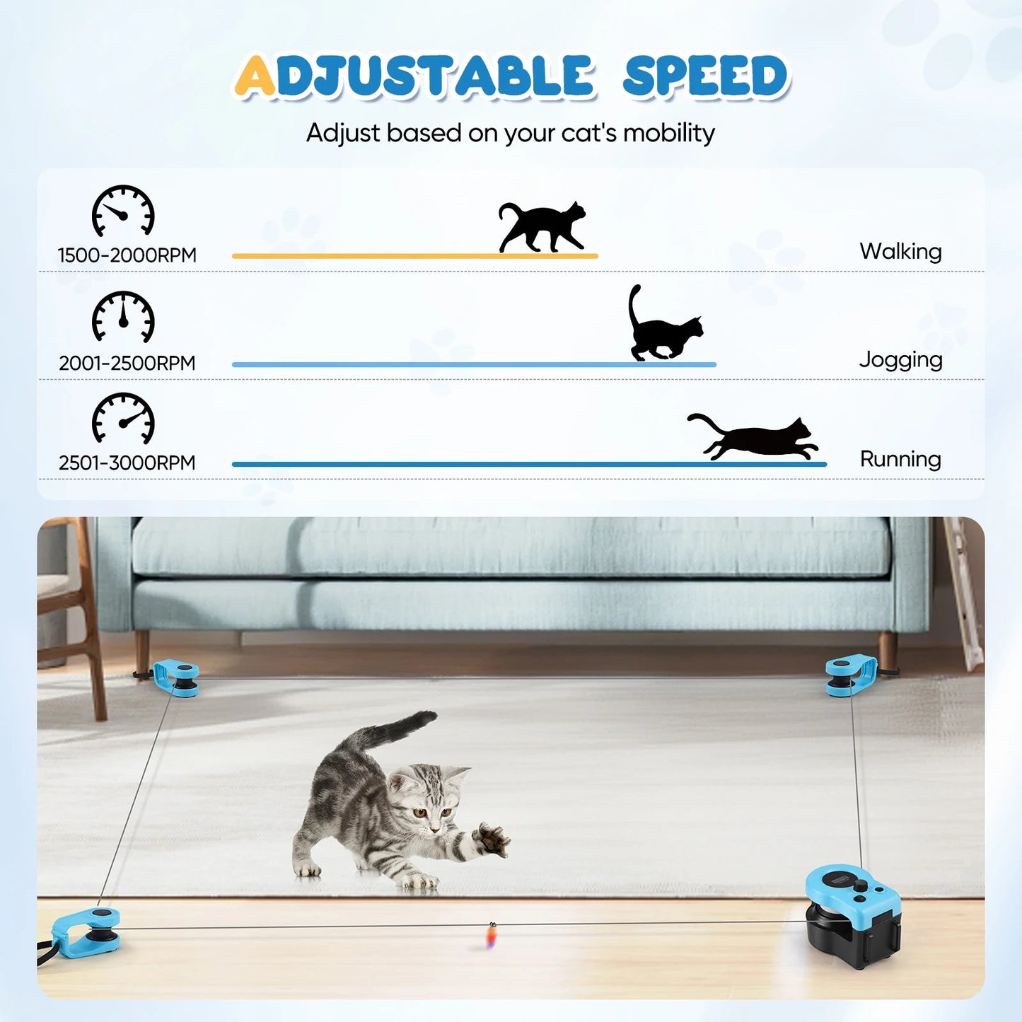 Cat Toys Cat Wheel Exerciser New Cat Treadmill for Indoor Adjustable Speed Simulated Interactive Hunting Cat Toy with Remote Con Trendycat