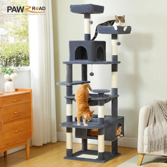 Large Cat Tree and Tower for Indoor Cats With Sisal-Covered Scratching Posts Spacious Hammock Padded Perches and Condos Cat Toys Trendycat