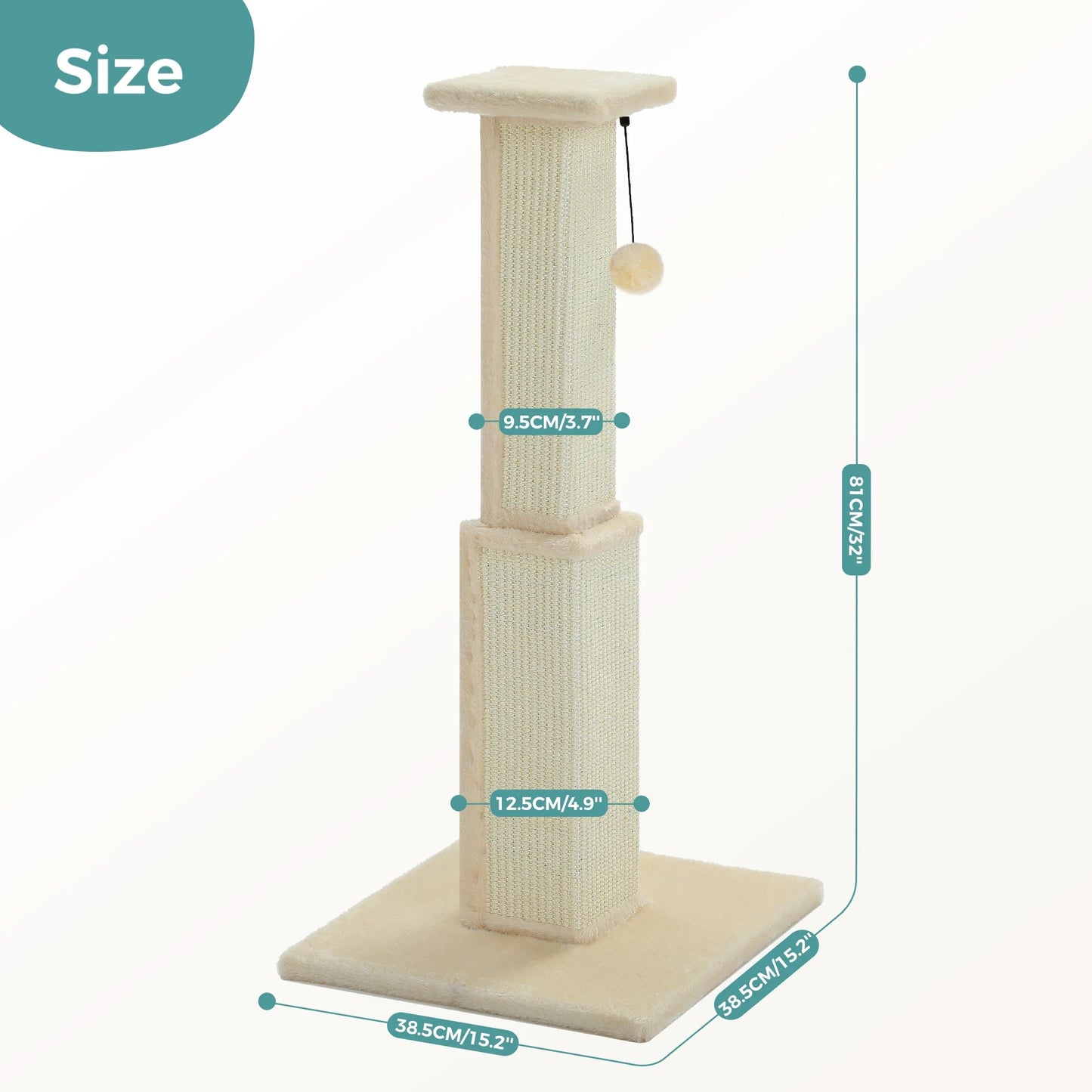 Large Cat Scratching Post for Indoor Cats Adults Ultimate Scratch Post with Woven Sisal Dangling Ball Tall Cat Scratcher Cat Toy Trendycat