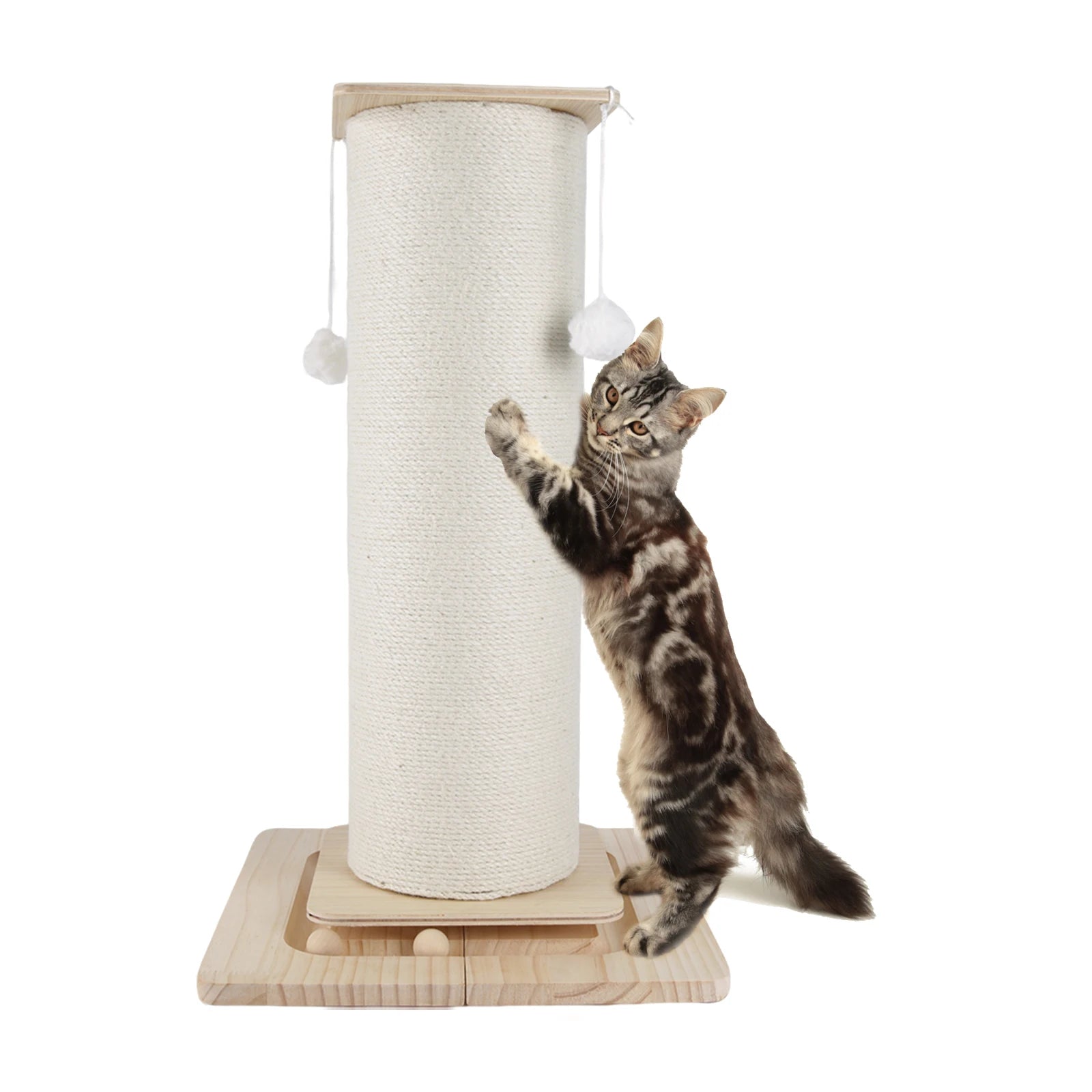 60cm/80cm Cat Scratch Board Cat Scratching Post With Hanging Ball Toy Cat Claw Board & Climbing Frame  Stabilize And Widen Base Trendycat