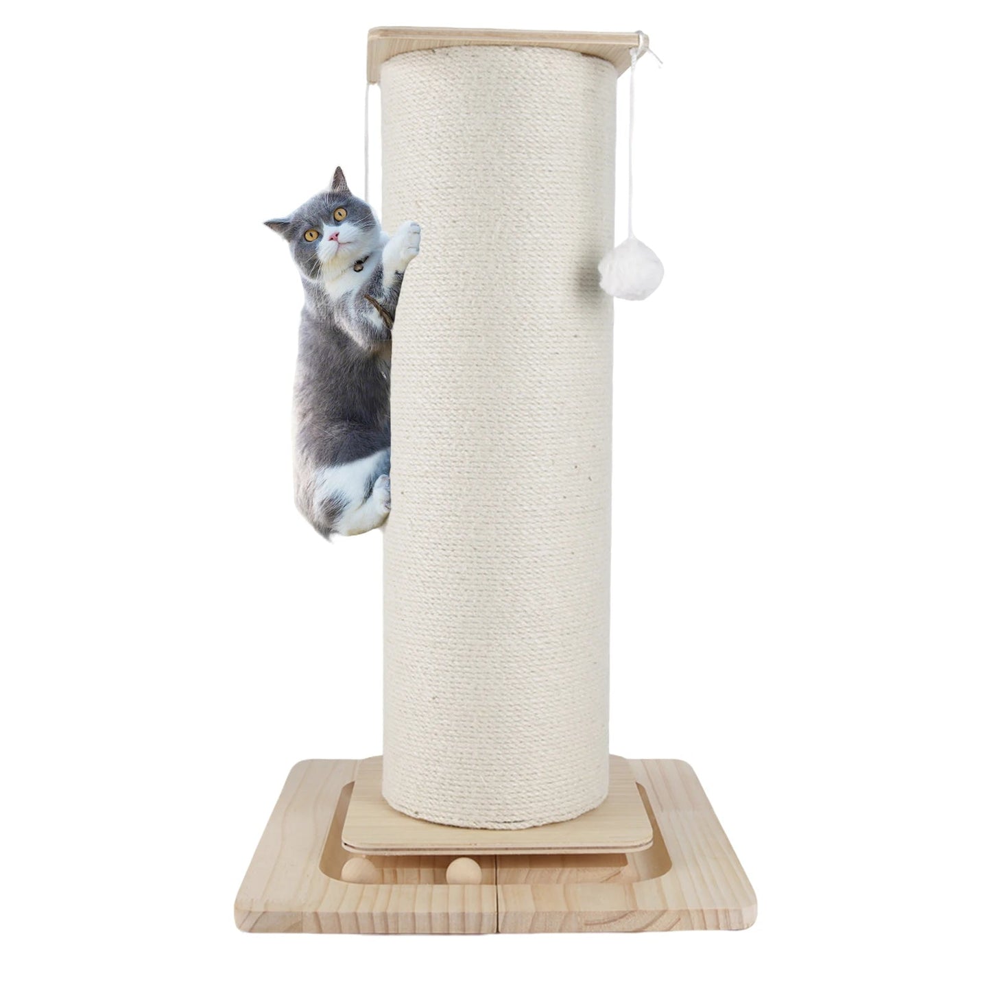 60cm/80cm Cat Scratch Board Cat Scratching Post With Hanging Ball Toy Cat Claw Board & Climbing Frame  Stabilize And Widen Base Trendycat
