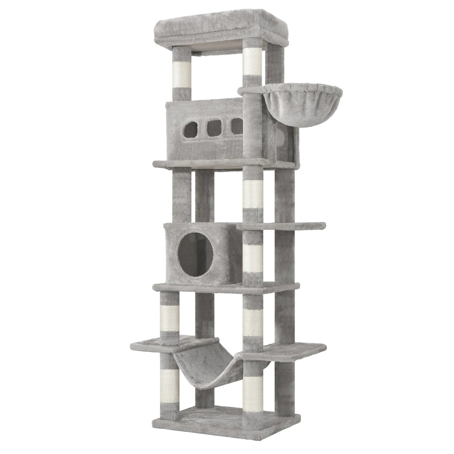 170 cm Large Cat Tree, Cat Tower for Maine Cat, Multi-Level Scratching Post with Large Perch, Washable Mat Trendycat