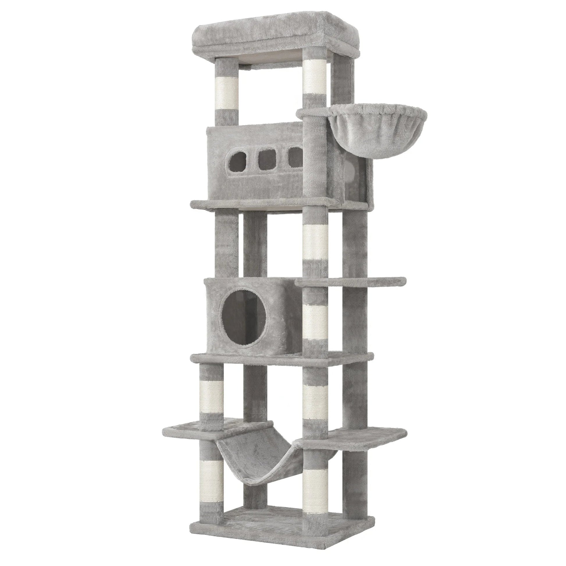 170 cm Large Cat Tree, Cat Tower for Maine Cat, Multi-Level Scratching Post with Large Perch, Washable Mat Trendycat