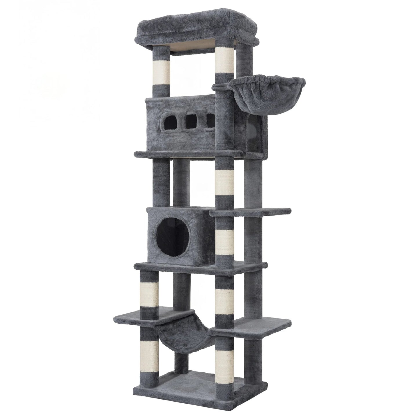 170 cm Large Cat Tree, Cat Tower for Maine Cat, Multi-Level Scratching Post with Large Perch, Washable Mat Trendycat