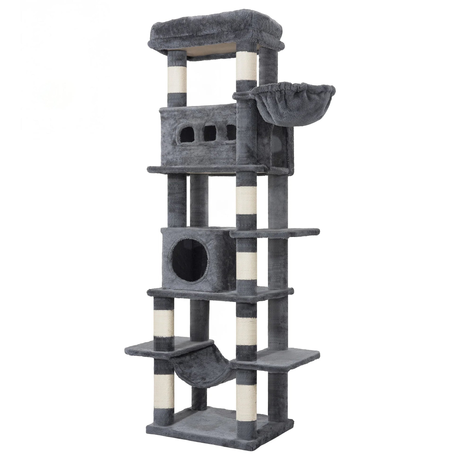170 cm Large Cat Tree, Cat Tower for Maine Cat, Multi-Level Scratching Post with Large Perch, Washable Mat Trendycat