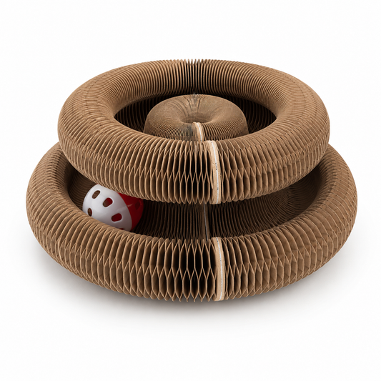 Foldable Cat Scratcher with Bell & Catnip - Multi-Level Cardboard Toy for Kittens, Durable Claw Sharpener Trendycat