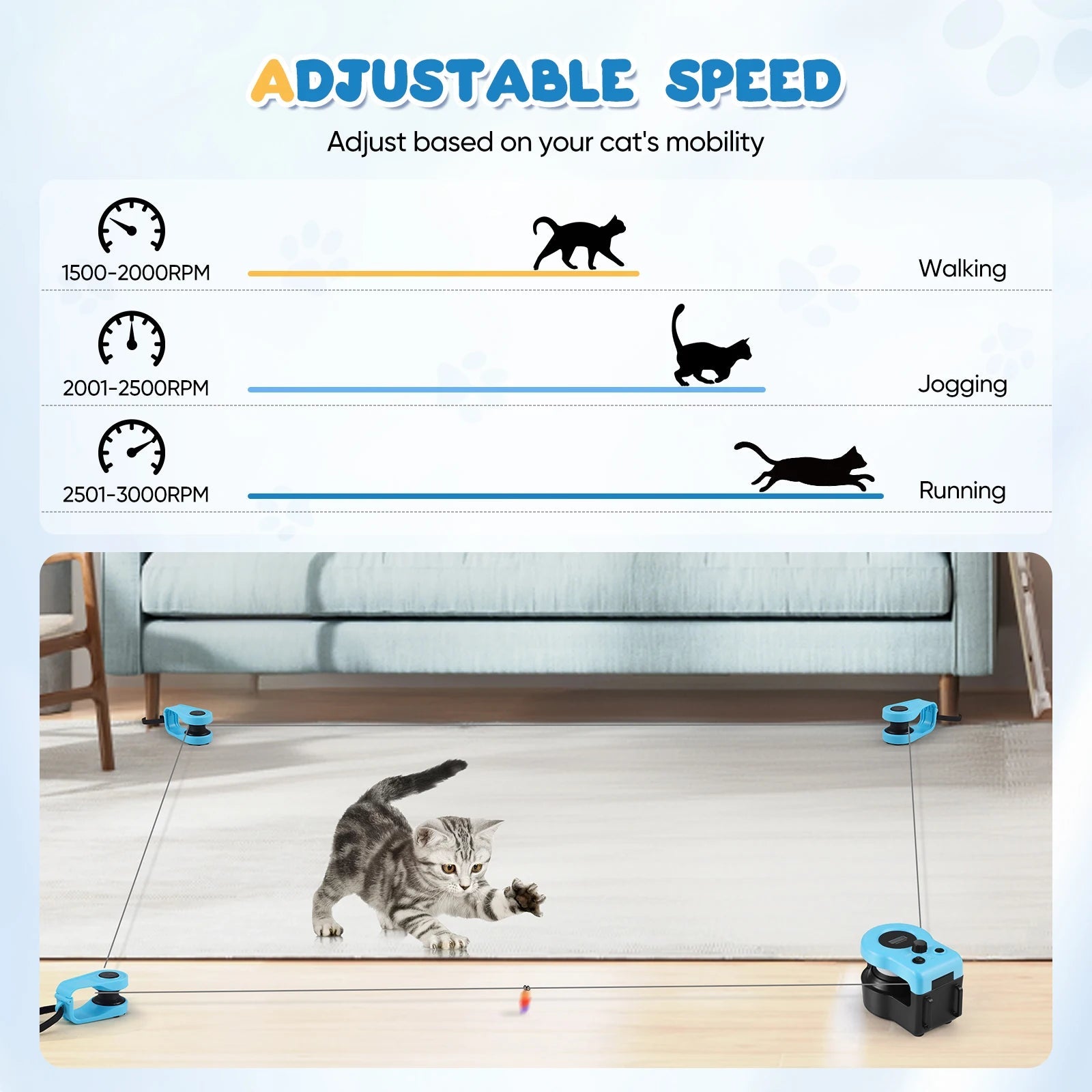 Cat Toys Cat Wheel Exerciser New Cat Treadmill for Indoor Adjustable Speed Simulated Interactive Hunting Cat Toy with Remote Con Trendycat