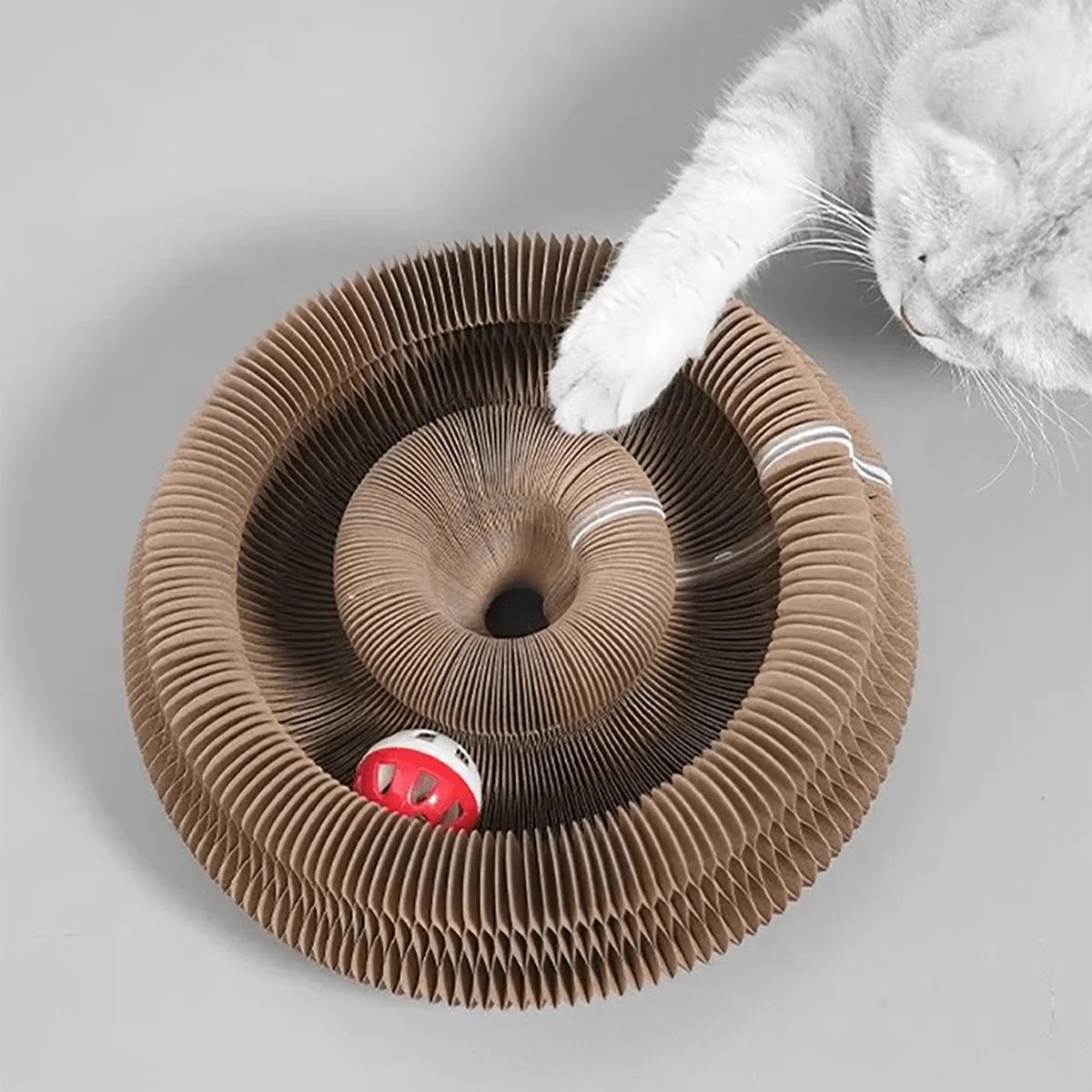 Foldable Cat Scratcher with Bell & Catnip - Multi-Level Cardboard Toy for Kittens, Durable Claw Sharpener Trendycat