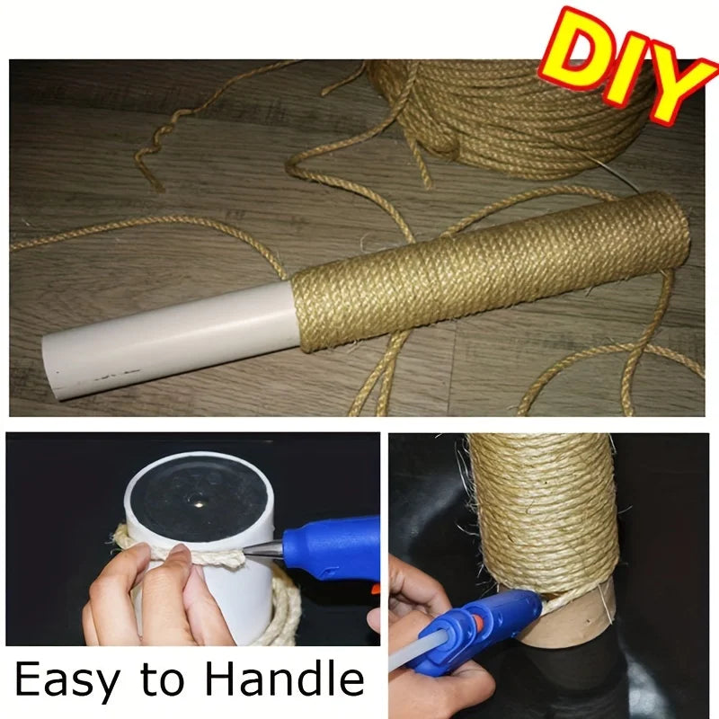 33/66/164ft Natural Sisal Rope Cat Scratcher Rope Tree Scratching DIY Toy Paw Claw Furniture Protector Scratching Post Trendycat