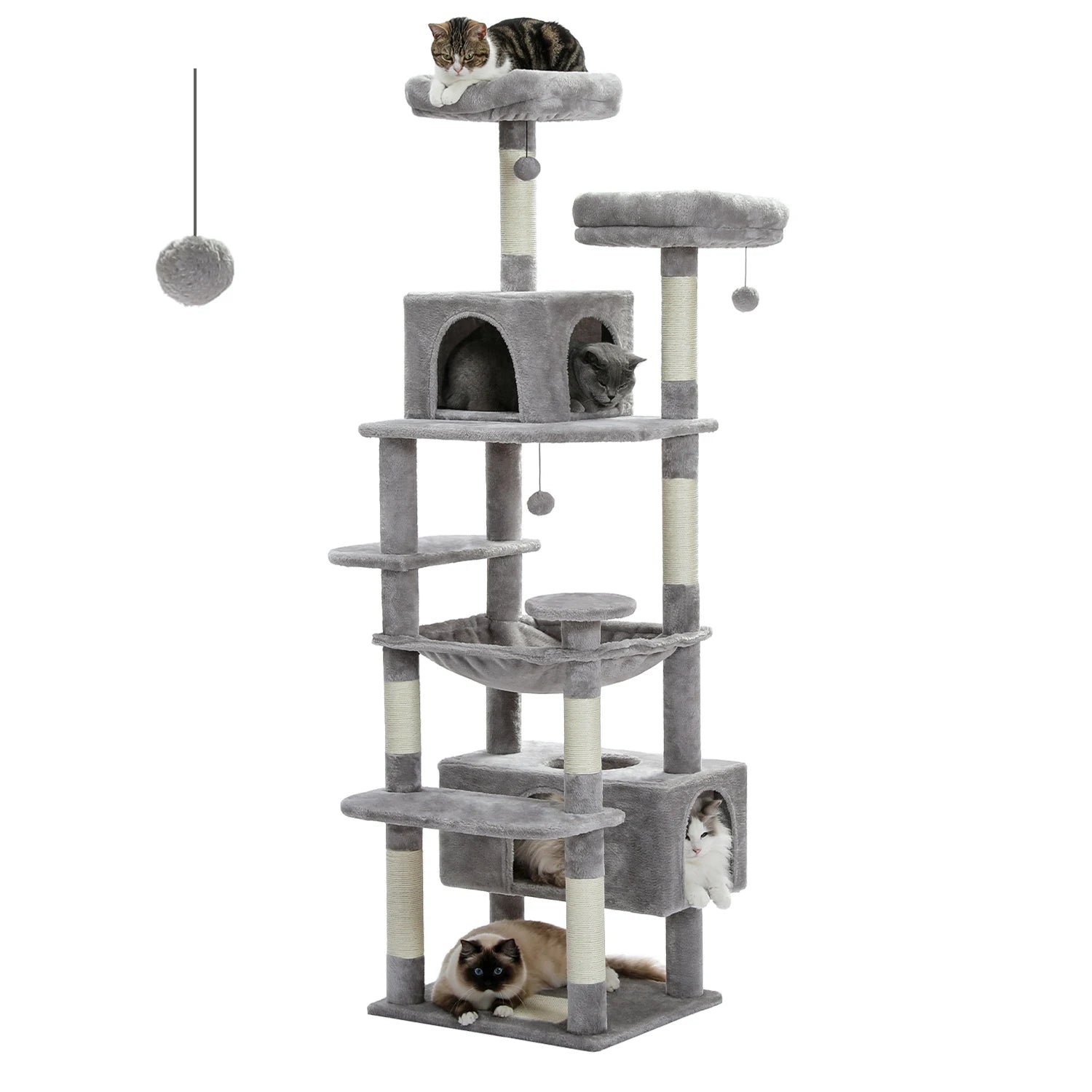 Large Cat Tree and Tower for Indoor Cats With Sisal-Covered Scratching Posts Spacious Hammock Padded Perches and Condos Cat Toys Trendycat