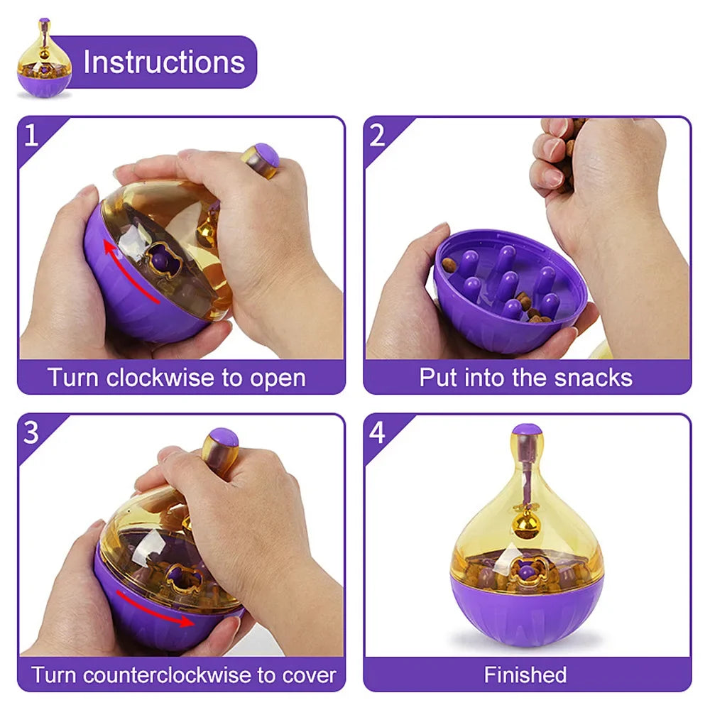 Pet Cat Fun Bowl Feeding Toys Dog Tumbler Feeder Puppy Kitten Shaking Leakage Food Ball Container Exercise Training Leakage Toys Trendycat