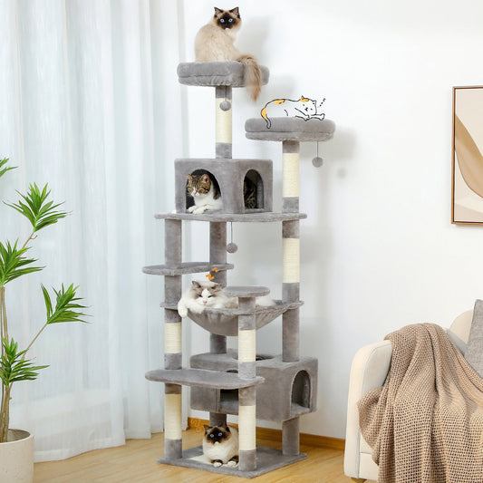Large Cat Tree and Tower for Indoor Cats With Sisal-Covered Scratching Posts Spacious Hammock Padded Perches and Condos Cat Toys Trendycat