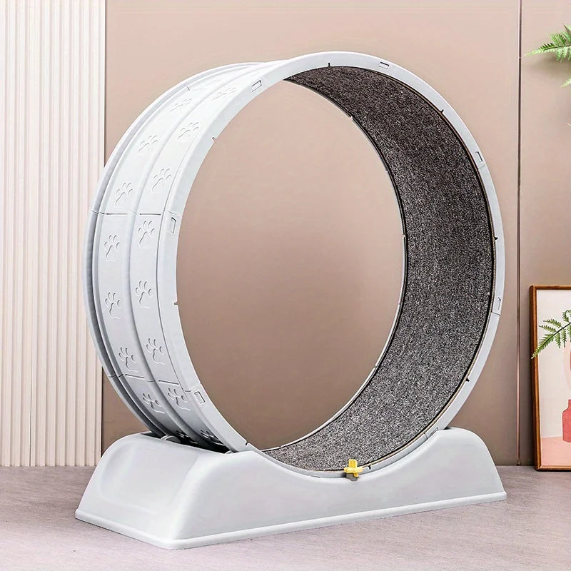 Cat Running Exercise Wheel Treadmill, Ultra-Quiet Wooden Cat Training Toy with Locking Mechanism, Removable Carpet, 76 cm Trendycat