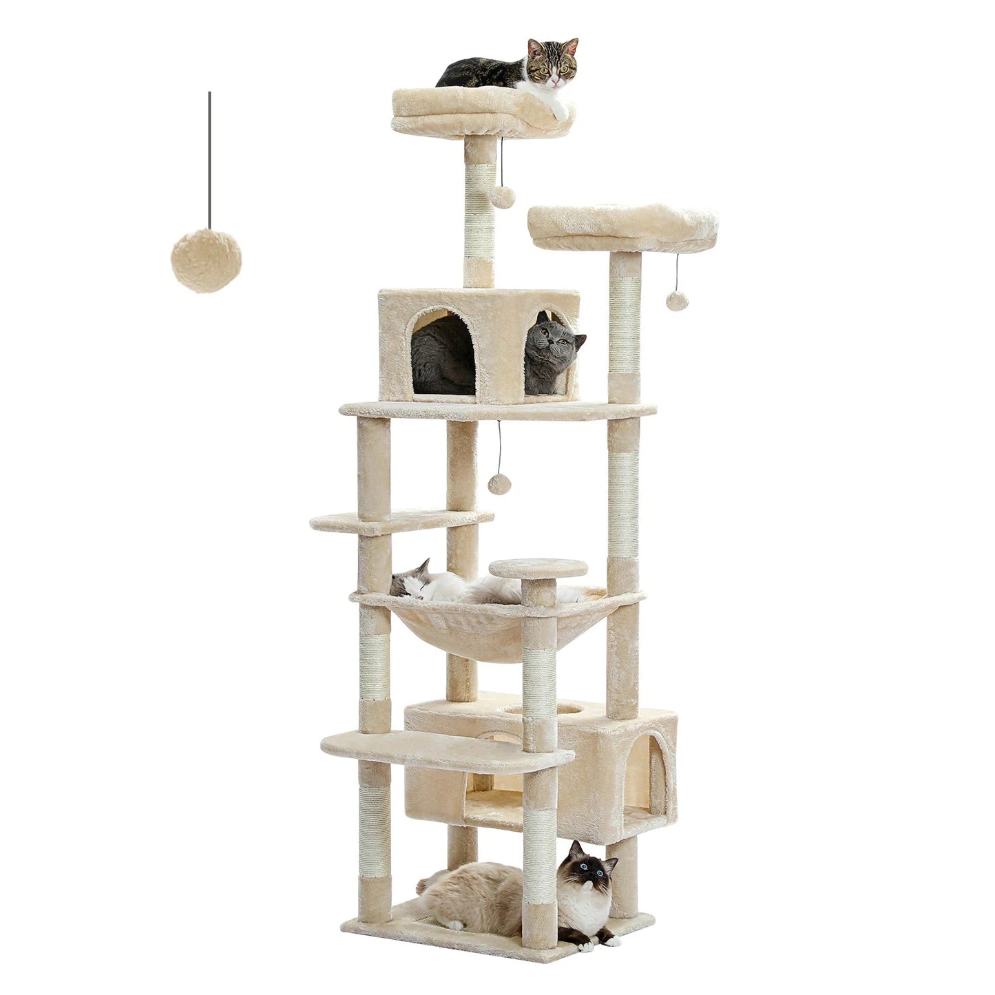 Large Cat Tree and Tower for Indoor Cats With Sisal-Covered Scratching Posts Spacious Hammock Padded Perches and Condos Cat Toys Trendycat