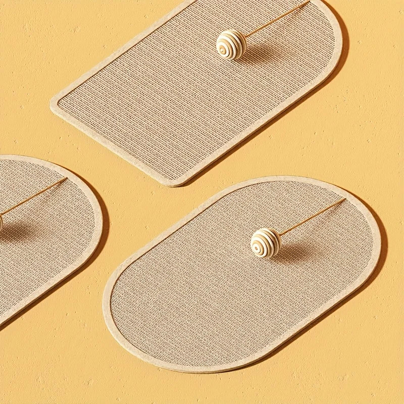 3-in-1 Sisal Cat Station: Washable Scratching Pad + Hanging Ball Toy & Self-Adhesive Wall Panel Trendycat