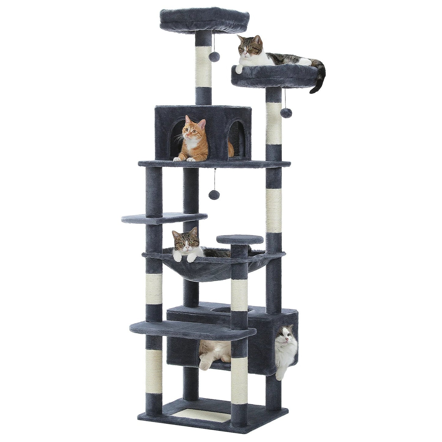 Large Cat Tree and Tower for Indoor Cats With Sisal-Covered Scratching Posts Spacious Hammock Padded Perches and Condos Cat Toys Trendycat