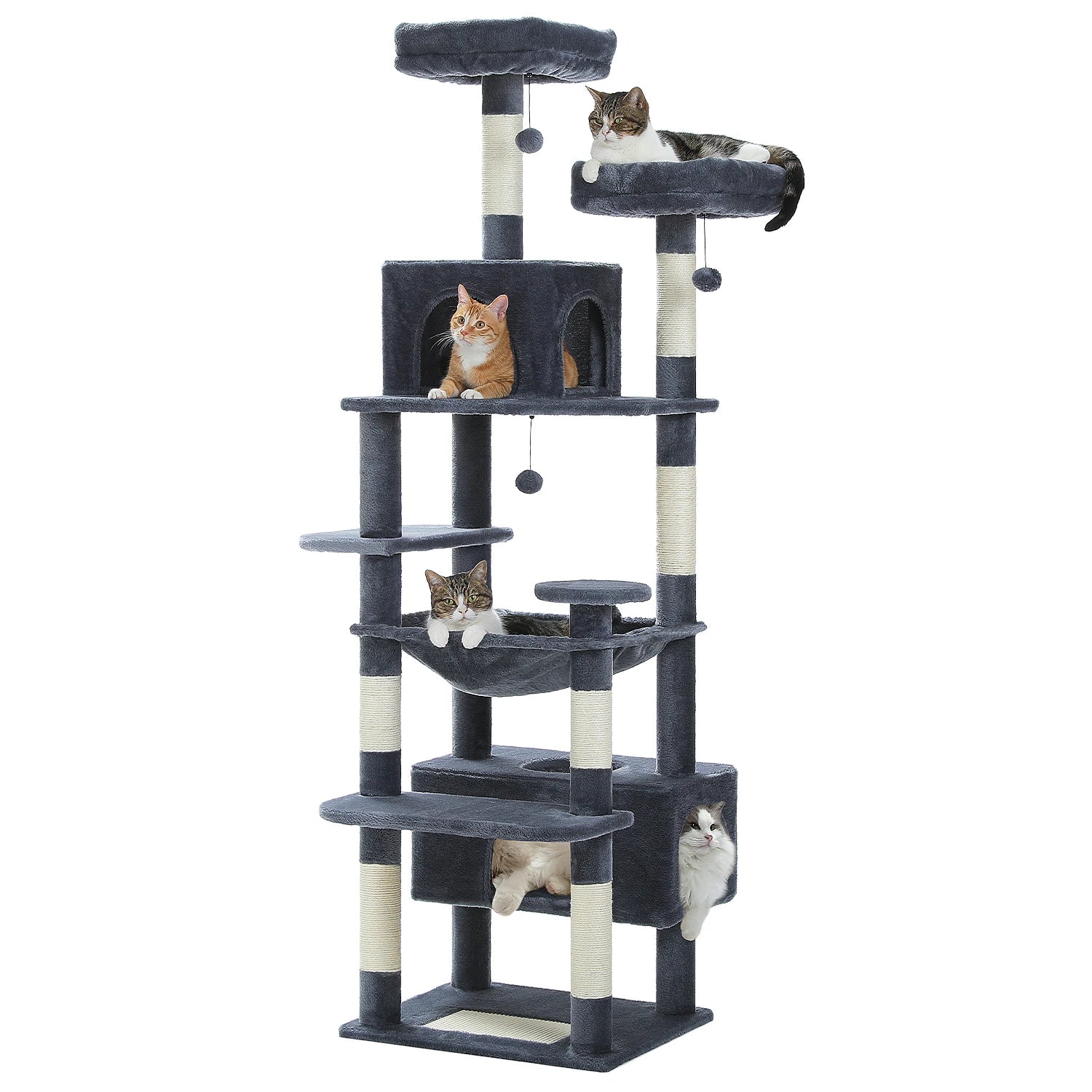 Large Cat Tree and Tower for Indoor Cats With Sisal-Covered Scratching Posts Spacious Hammock Padded Perches and Condos Cat Toys Trendycat