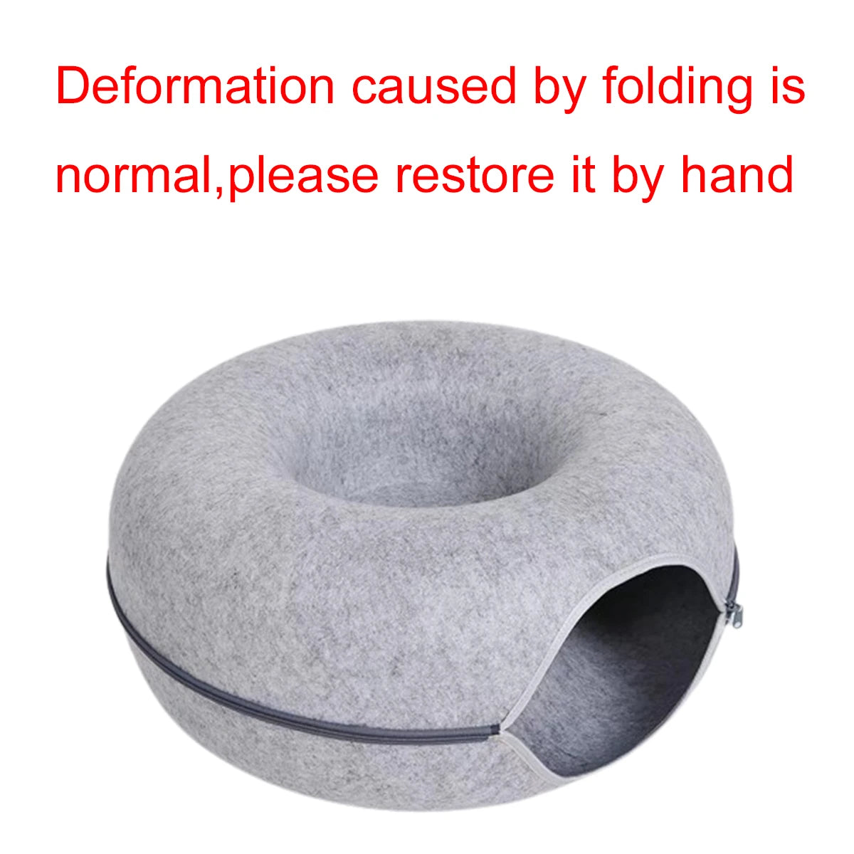 Interactive Round Small Cat Tunnel Nest Felt Kittens Bed House Scratcher Cat Donut Sleeping Pet Toy for Cats Trendycat