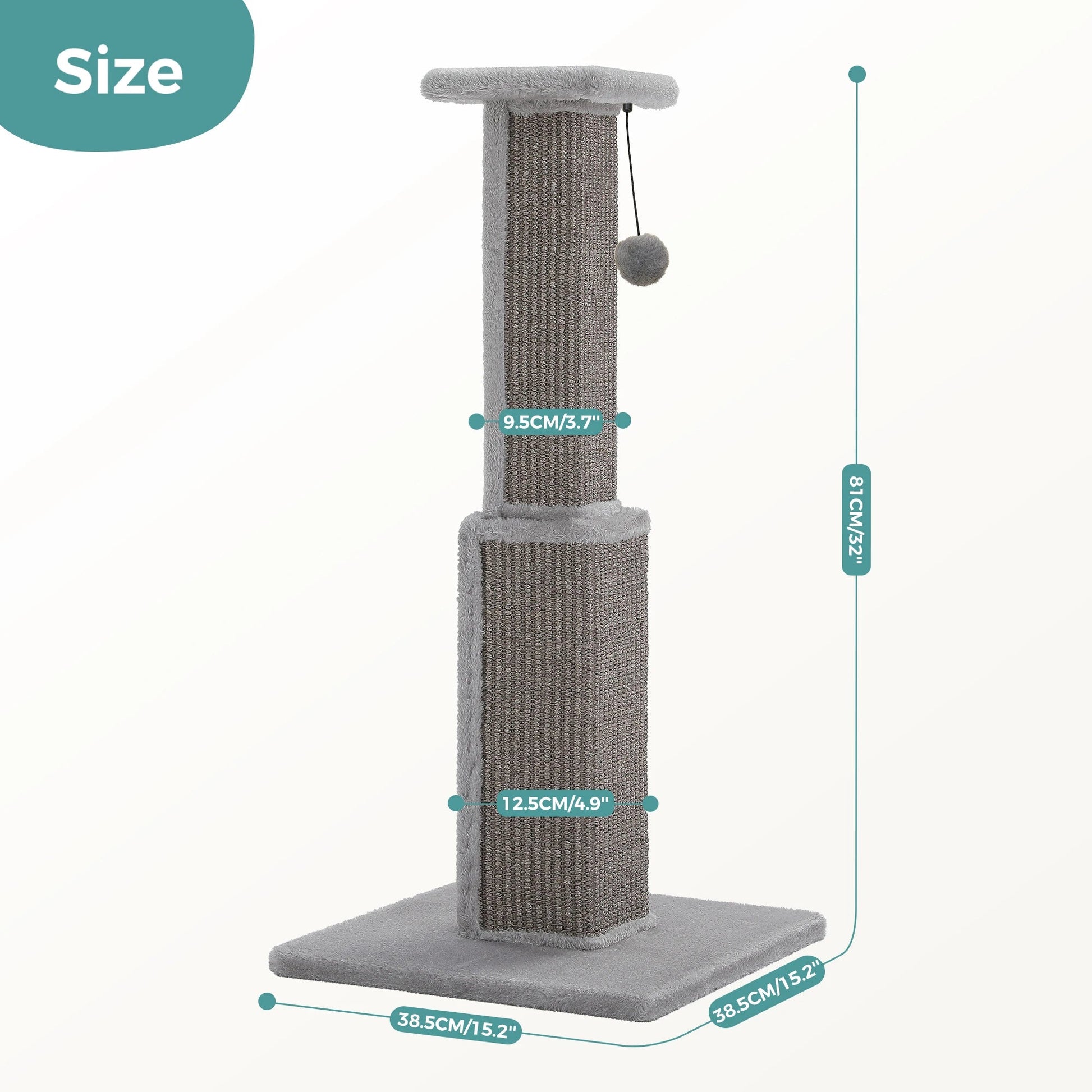 Large Cat Scratching Post for Indoor Cats Adults Ultimate Scratch Post with Woven Sisal Dangling Ball Tall Cat Scratcher Cat Toy Trendycat