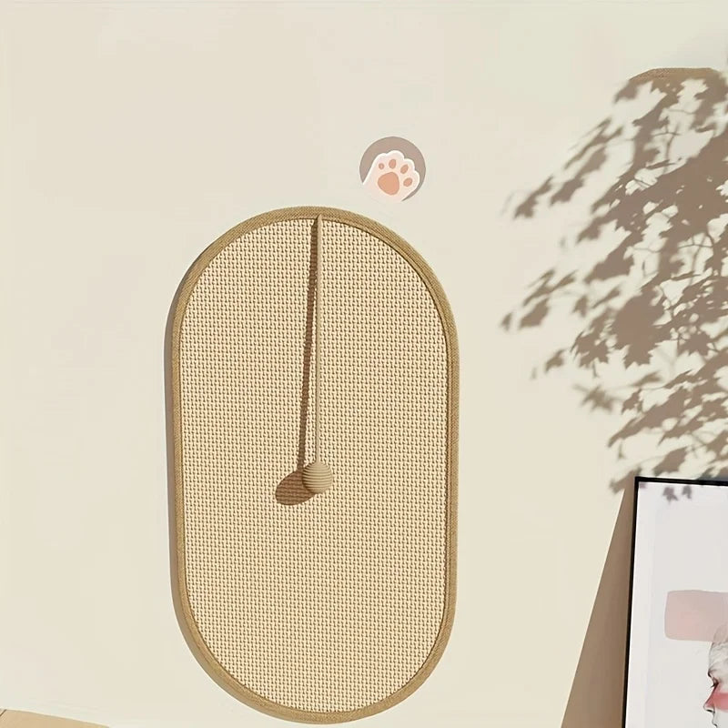 3-in-1 Sisal Cat Station: Washable Scratching Pad + Hanging Ball Toy & Self-Adhesive Wall Panel Trendycat