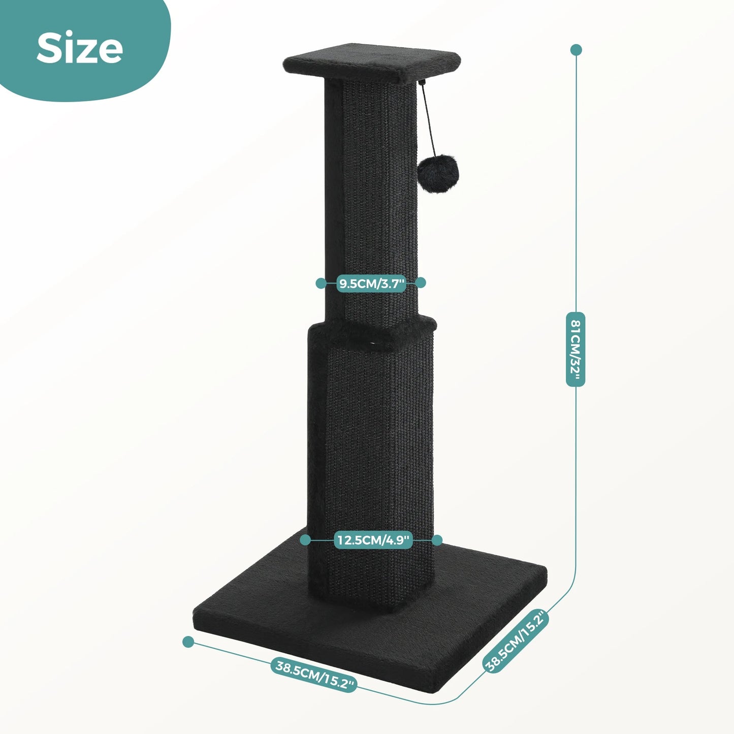 Large Cat Scratching Post for Indoor Cats Adults Ultimate Scratch Post with Woven Sisal Dangling Ball Tall Cat Scratcher Cat Toy Trendycat