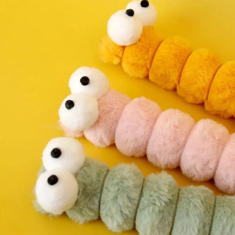 Cat Plush Chew Toy Soft Bite Stick Catnip Kitten Toy Cushion Caterpillar Cat Pillow Teaser Stick Interactive Cat Toy Supplies Trendycat