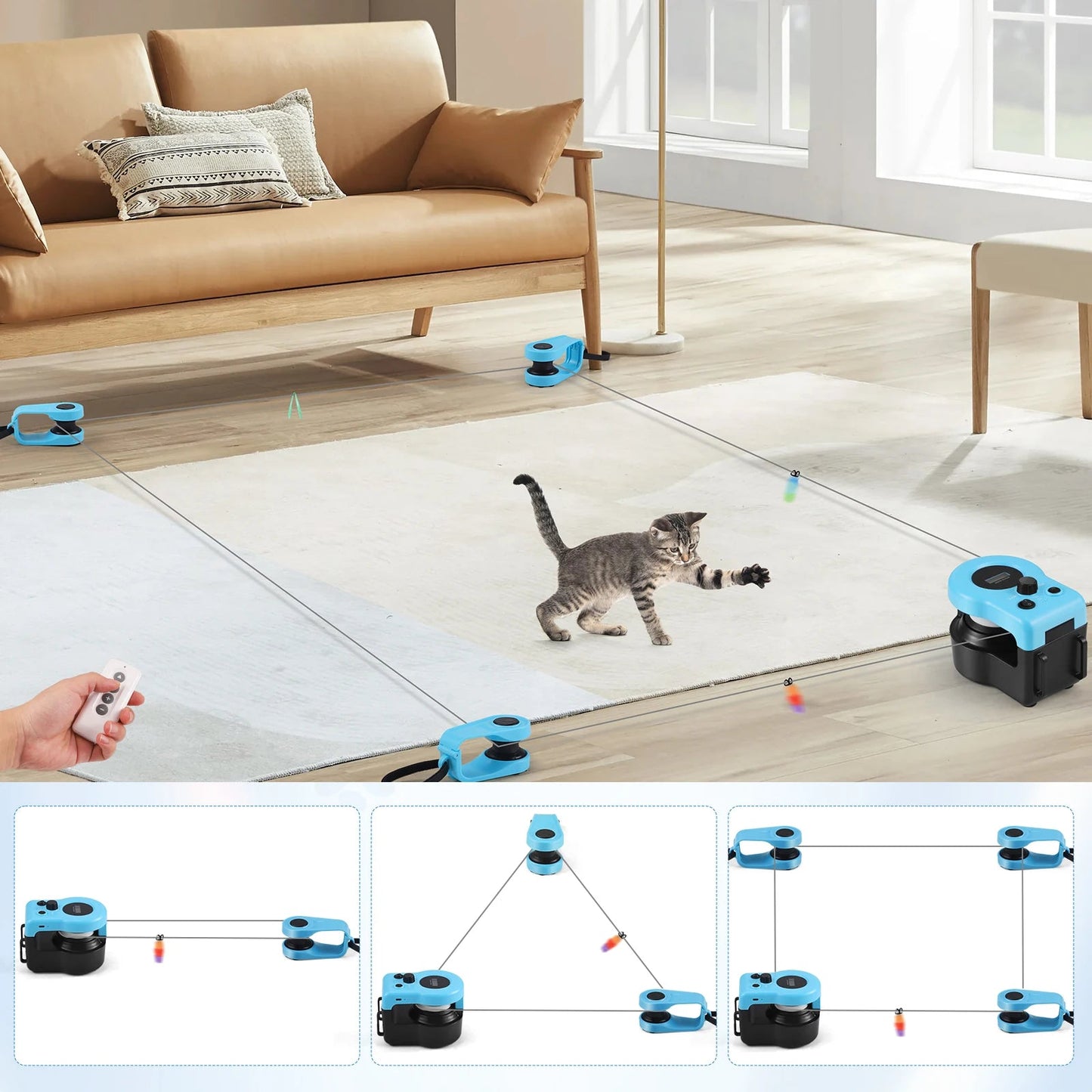 Cat Toys Cat Wheel Exerciser New Cat Treadmill for Indoor Adjustable Speed Simulated Interactive Hunting Cat Toy with Remote Con Trendycat