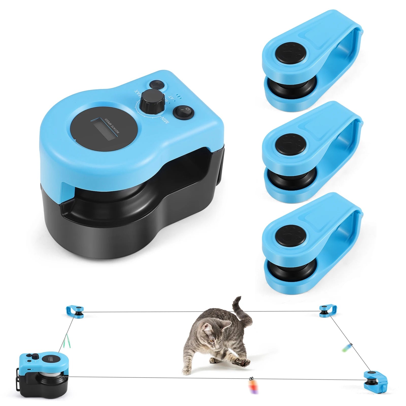Cat Toys Cat Wheel Exerciser New Cat Treadmill for Indoor Adjustable Speed Simulated Interactive Hunting Cat Toy with Remote Con Trendycat