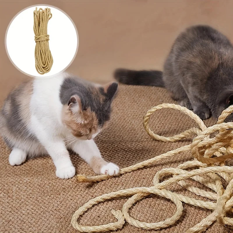 33/66/164ft Natural Sisal Rope Cat Scratcher Rope Tree Scratching DIY Toy Paw Claw Furniture Protector Scratching Post Trendycat