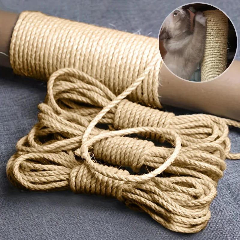 33/66/164ft Natural Sisal Rope Cat Scratcher Rope Tree Scratching DIY Toy Paw Claw Furniture Protector Scratching Post Trendycat