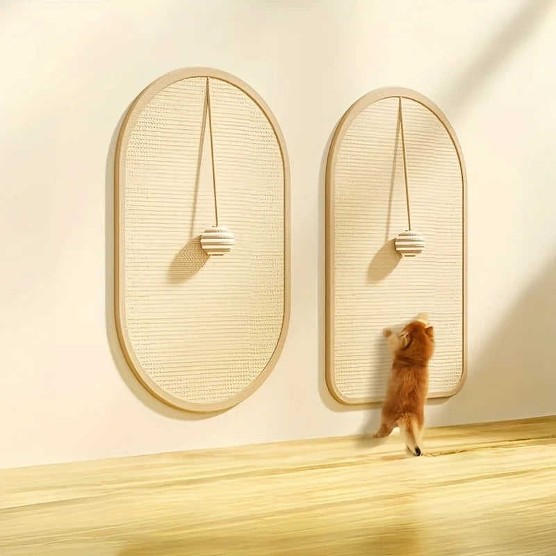 3-in-1 Sisal Cat Station: Washable Scratching Pad + Hanging Ball Toy & Self-Adhesive Wall Panel Trendycat