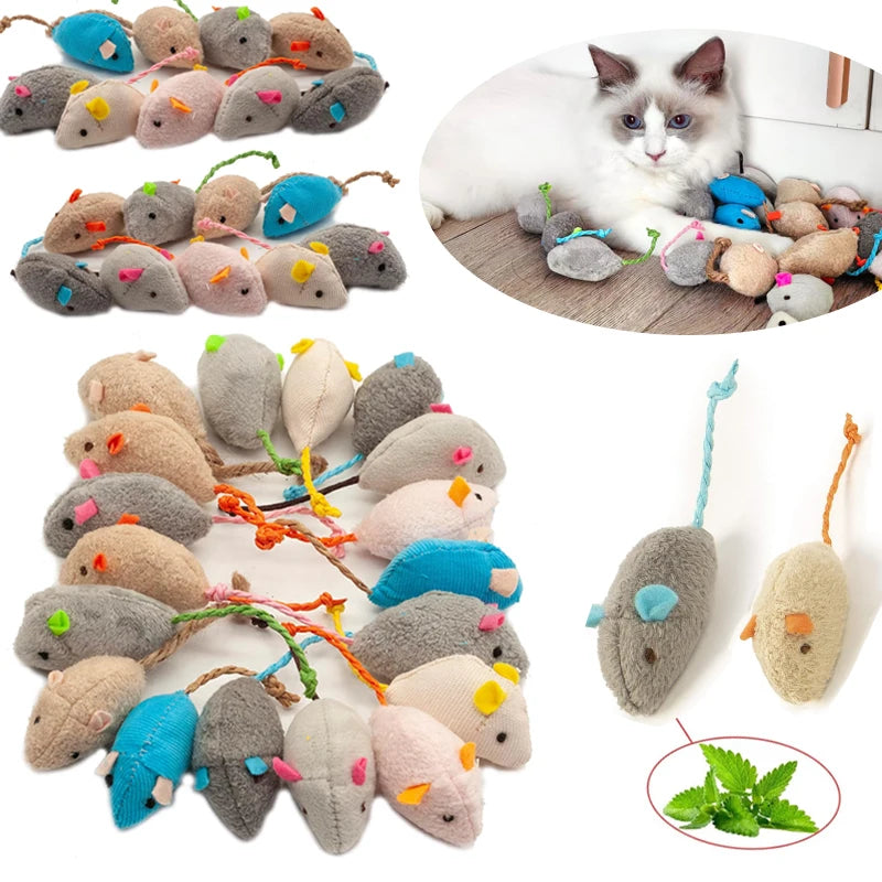 3/200pcs Rattle Cat Mouse Toys Also Prefilled Catnip Faux Fur Cat Mice Toys Interactive Cat Game Catnip Toys for Indoor Cats toy Trendycat