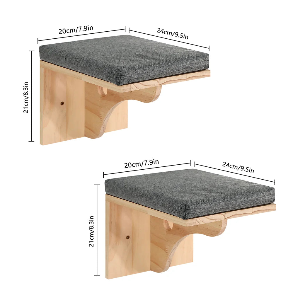 Cat Wall Shelves Curved Hammock Bed Steps with Cushions Cat Furniture for Sleeping Playing Climbing Contoured Cat Rack Supplies Trendycat