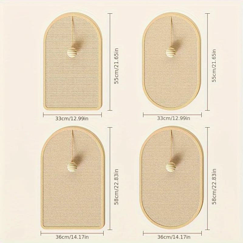 3-in-1 Sisal Cat Station: Washable Scratching Pad + Hanging Ball Toy & Self-Adhesive Wall Panel Trendycat