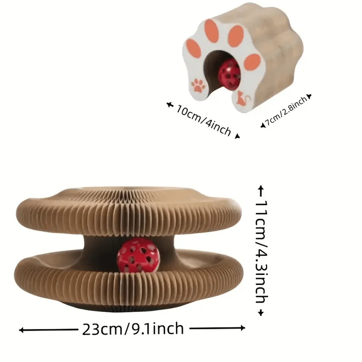 Foldable Cat Scratcher with Bell & Catnip - Multi-Level Cardboard Toy for Kittens, Durable Claw Sharpener Trendycat
