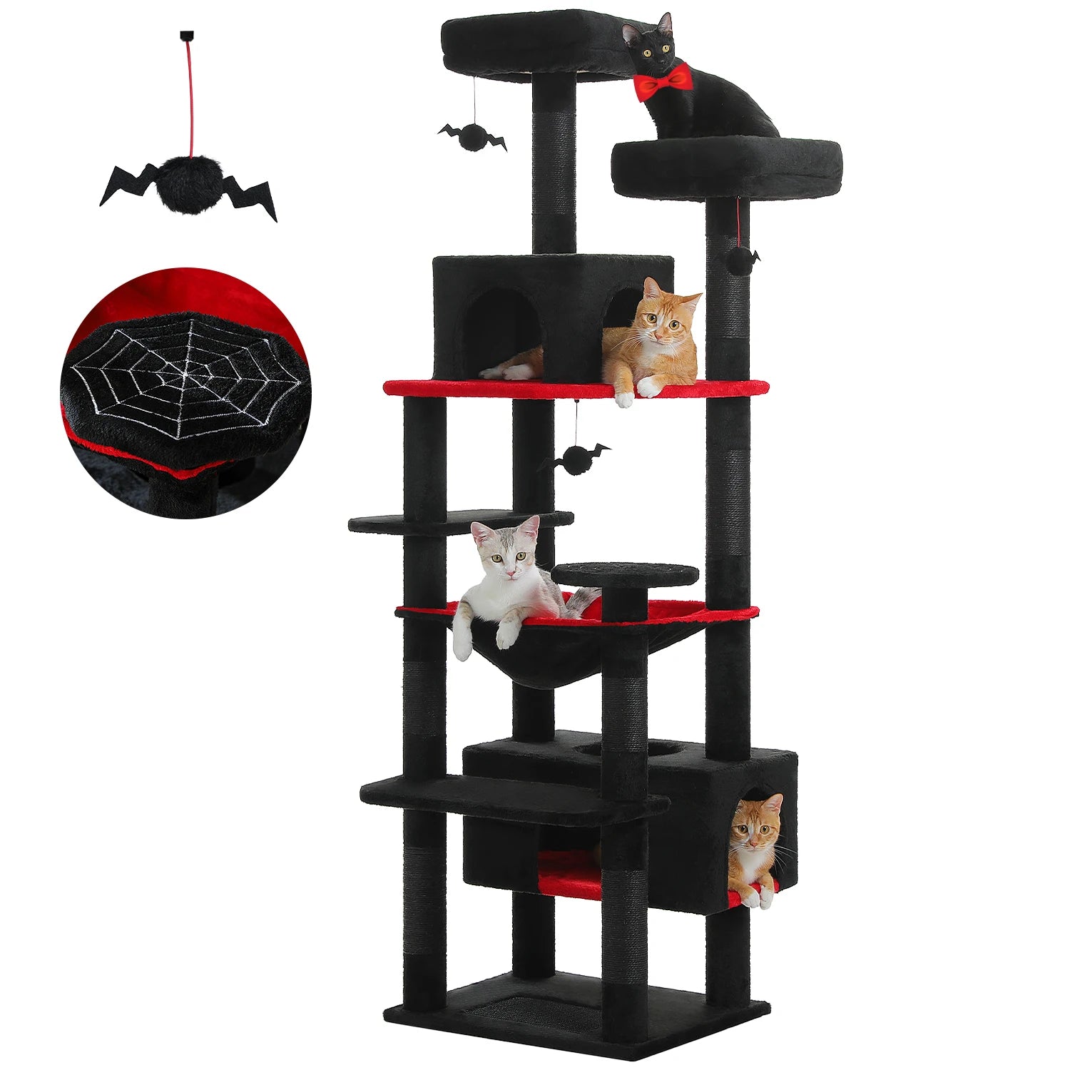 Large Cat Tree and Tower for Indoor Cats With Sisal-Covered Scratching Posts Spacious Hammock Padded Perches and Condos Cat Toys Trendycat