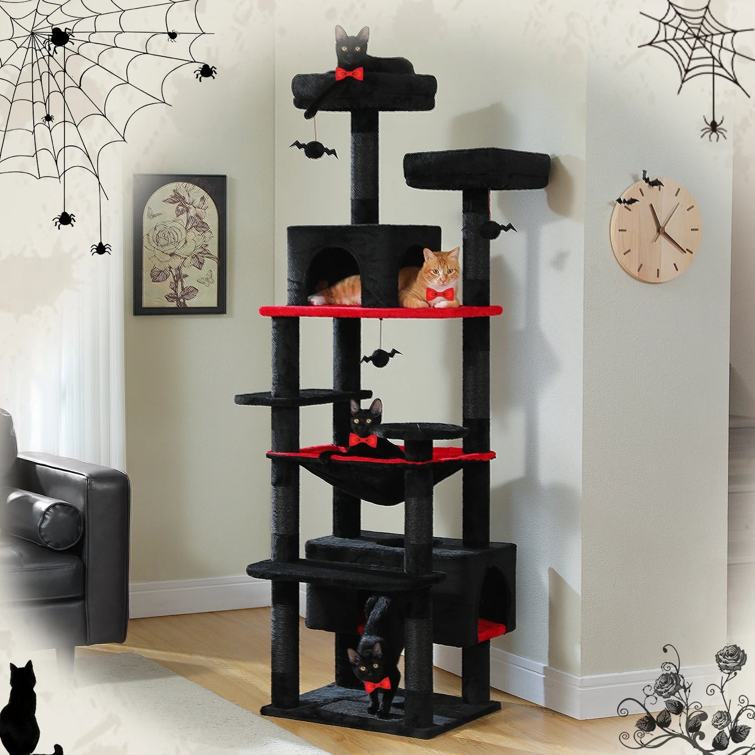 Large Cat Tree and Tower for Indoor Cats With Sisal-Covered Scratching Posts Spacious Hammock Padded Perches and Condos Cat Toys Trendycat