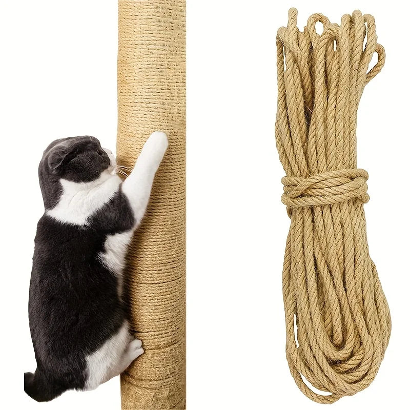 33/66/164ft Natural Sisal Rope Cat Scratcher Rope Tree Scratching DIY Toy Paw Claw Furniture Protector Scratching Post Trendycat