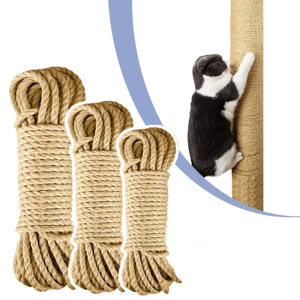 33/66/164ft Natural Sisal Rope Cat Scratcher Rope Tree Scratching DIY Toy Paw Claw Furniture Protector Scratching Post Trendycat