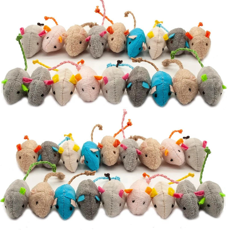 3/200pcs Rattle Cat Mouse Toys Also Prefilled Catnip Faux Fur Cat Mice Toys Interactive Cat Game Catnip Toys for Indoor Cats toy Trendycat